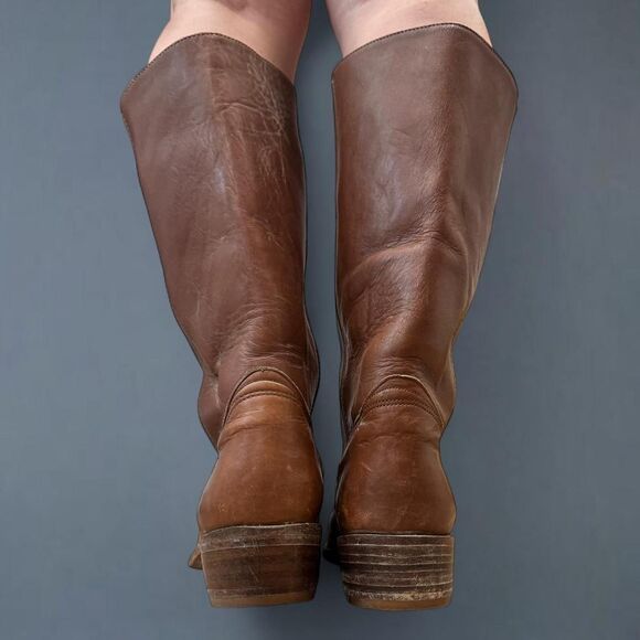 frye campus 12d brown leather pull on riding boots western vintage made in usa - Picture 3 of 8